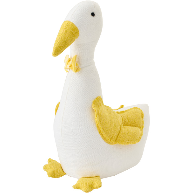 Cale-porte original Canard avec noeud H 37 cm Tissu Blanc Jaune Palmo 