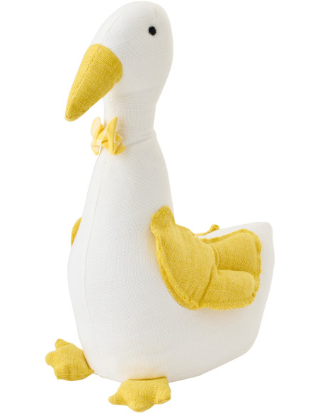 Cale-porte original Canard avec noeud H 37 cm Tissu Blanc Jaune Palmo