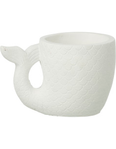 Cache-pot original Queue de sirène Rond D 16 cm Ciment Blanc Arielle 