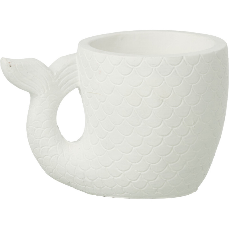 Cache-pot original Queue de sirène Rond D 16 cm Ciment Blanc Arielle 
