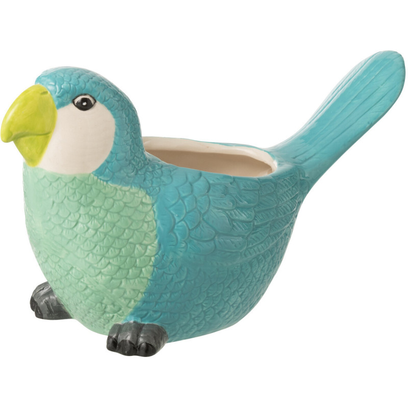 Cache-pot original Oiseau Céramique Vert Bleu Tropiki 