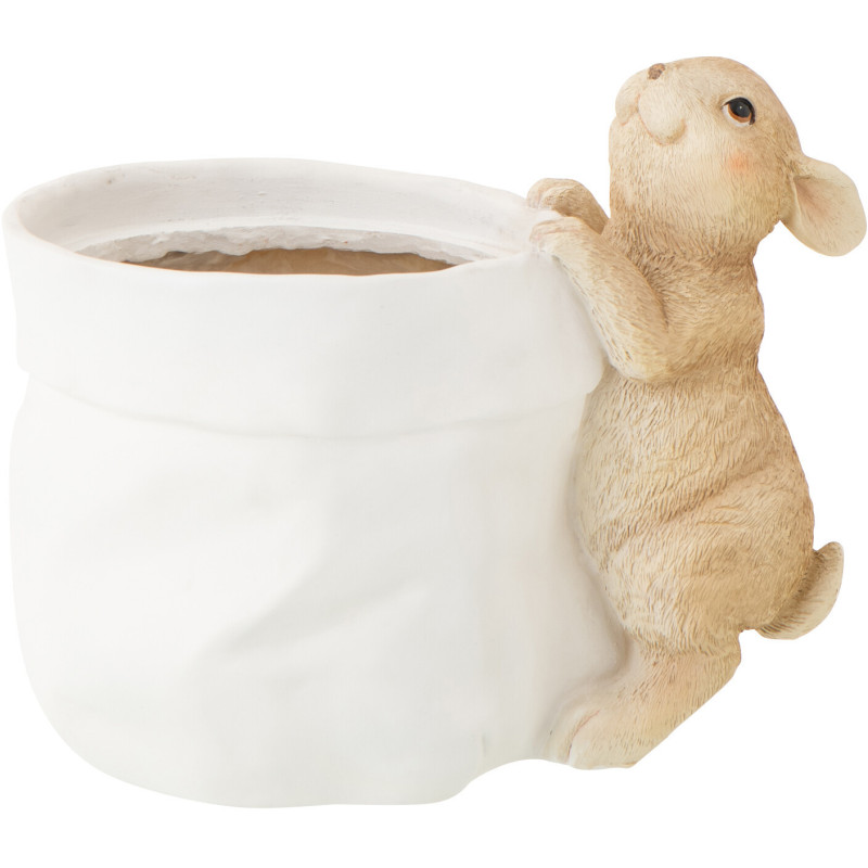Cache-pot original Lapin Rond 23 cm Poudre de chaux Blanc Beige Rabbinot 