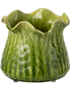 Cache-pot irrégulier design rustique chic D 20 cm Argile Vert Ronny 