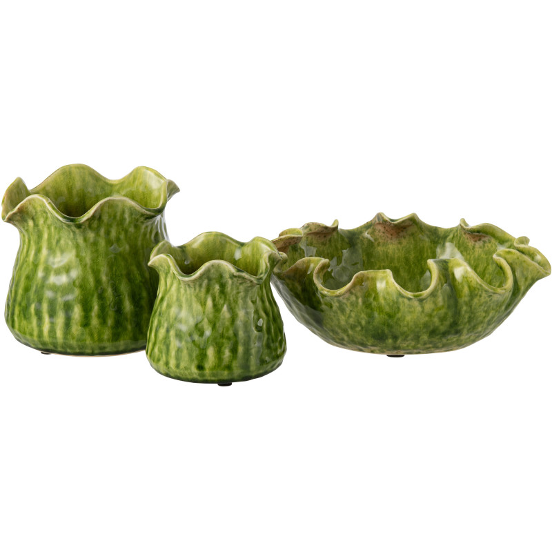 Cache-pot irrégulier design rustique chic D 20 cm Argile Vert Ronny 