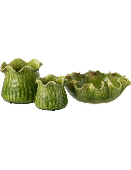 Cache-pot irrégulier design rustique chic D 20 cm Argile Vert Ronny 