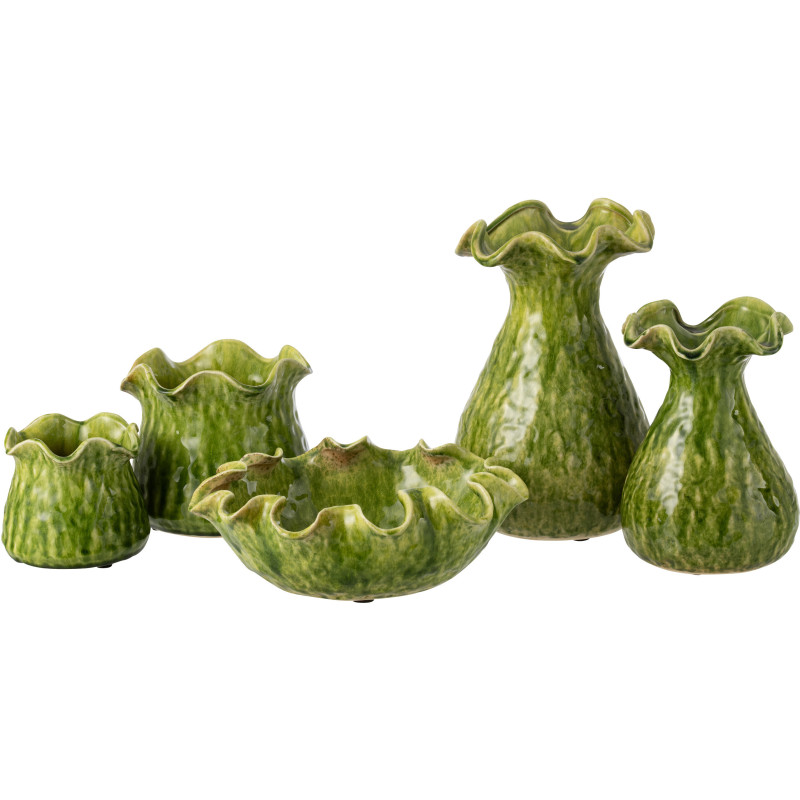 Cache-pot irrégulier design rustique chic D 20 cm Argile Vert Ronny 