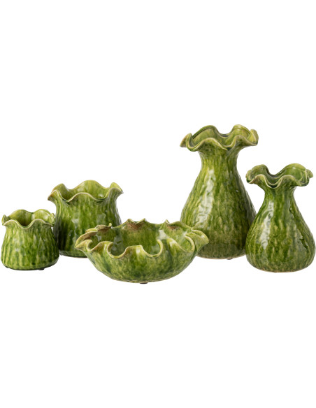 Cache-pot irrégulier design rustique chic D 20 cm Argile Vert Ronny 