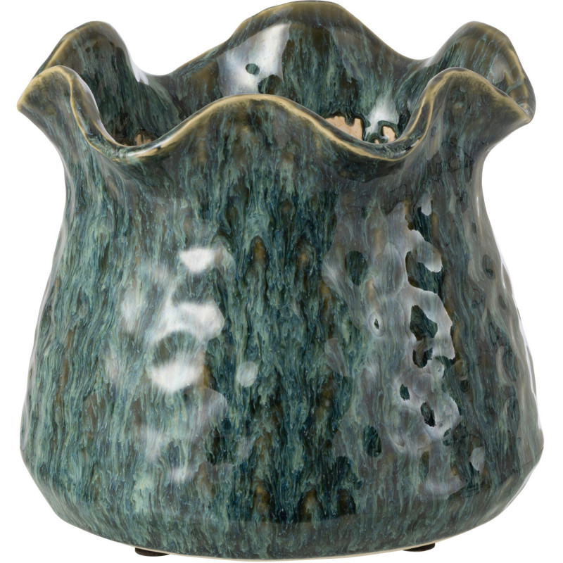 Cache-pot irrégulier design rustique chic D 20 cm Argile Bleu Ronny 