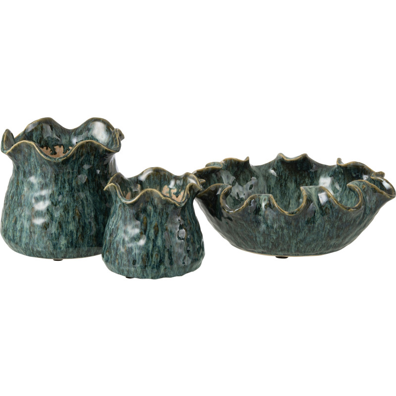 Cache-pot irrégulier design rustique chic D 20 cm Argile Bleu Ronny 