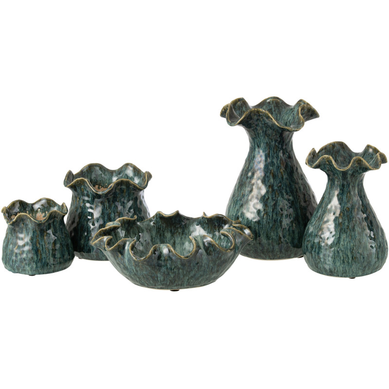 Cache-pot irrégulier design rustique chic D 20 cm Argile Bleu Ronny 