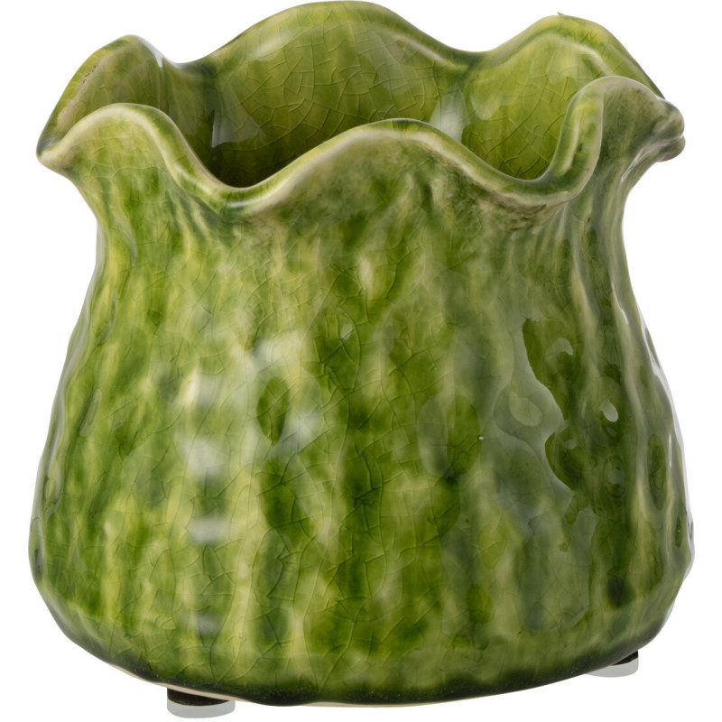 Cache-pot irrégulier design rustique chic D 15 cm Argile Vert Ronny 
