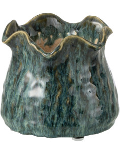 Cache-pot irrégulier design rustique chic D 15 cm Argile Bleu Ronny 