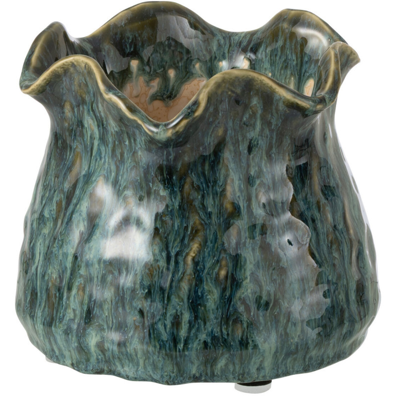Cache-pot irrégulier design rustique chic D 15 cm Argile Bleu Ronny 
