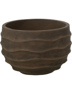 Cache-pot extérieur design Vagues Rond D 38 cm Ciment Fibre Marron Stratona 