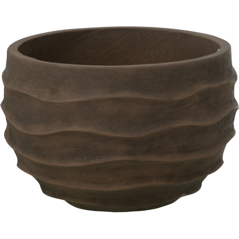 Cache-pot extérieur design Vagues Rond D 38 cm Ciment Fibre Marron Stratona 