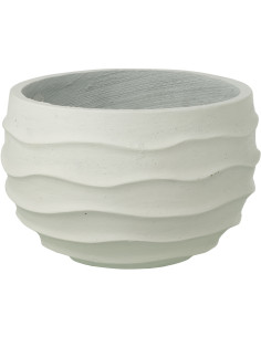 Cache-pot extérieur design Vagues Rond D 38 cm Ciment Fibre Blanc Stratona 