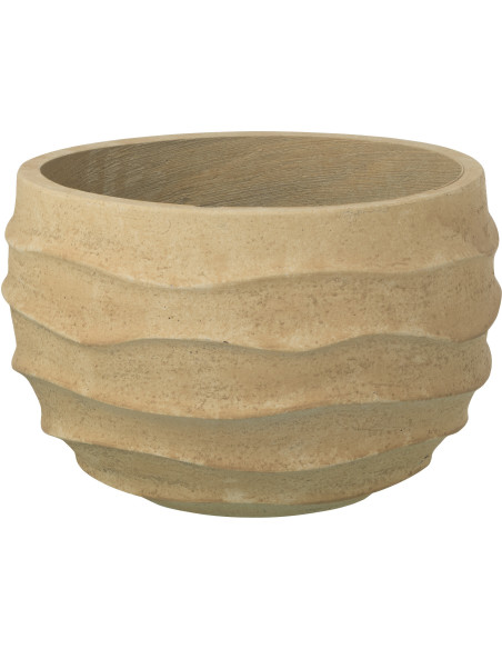 Cache-pot extérieur design Vagues Rond D 38 cm Ciment Fibre Beige Stratona 