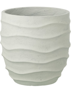 Cache-pot extérieur design Vagues Rond D 24 cm Ciment Fibre Blanc Stratona 