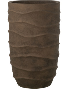 Cache-pot extérieur design Vagues Haut H 53 cm Ciment Fibre Marron Stratona 