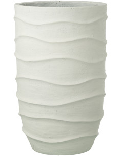 Cache-pot extérieur design Vagues Haut H 53 cm Ciment Fibre Blanc Stratona 