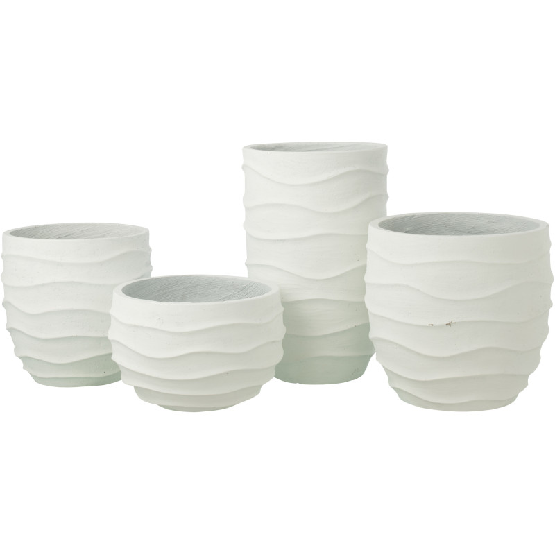 Cache-pot extérieur design Vagues Haut H 53 cm Ciment Fibre Blanc Stratona 