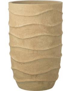 Cache-pot extérieur design Vagues Haut H 53 cm Ciment Fibre Beige Stratona 