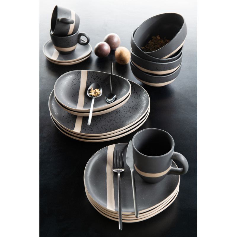 Bol petit déjeuner Japandi chic Organique Céramique Noir Taupe Kuroki 