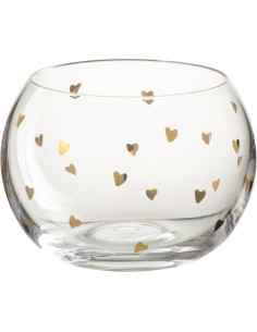 Bol apéritif romantique chic Rond 10 cm Verre Transparent Motif coeurs Doré Amorissia 