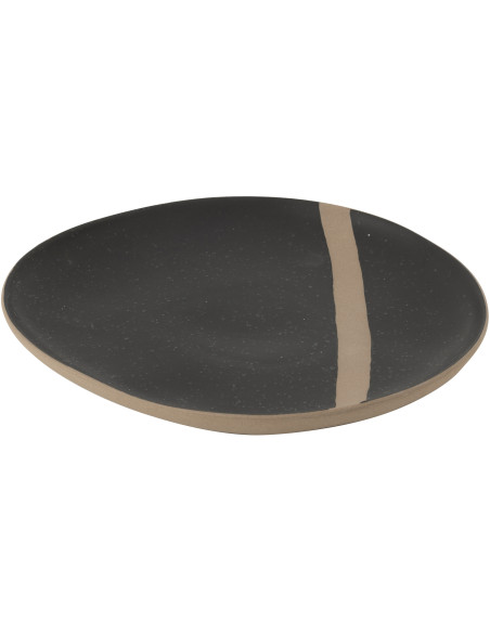 Assiette plate Japandi chic Organique 27 cm Céramique Noir Taupe Kuroki 