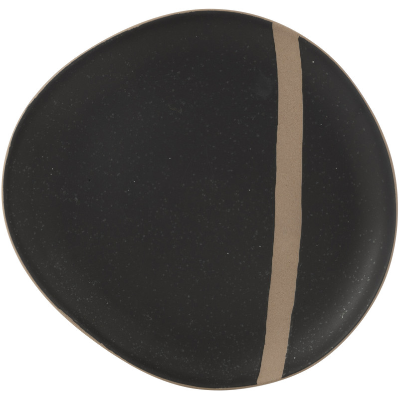 Assiette plate Japandi chic Organique 27 cm Céramique Noir Taupe Kuroki 