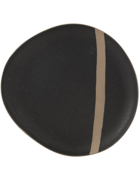 Assiette plate Japandi chic Organique 27 cm Céramique Noir Taupe Kuroki 
