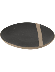 Assiette à dessert plate Japandi chic Organique 21 cm Céramique Noir Taupe Kuroki 