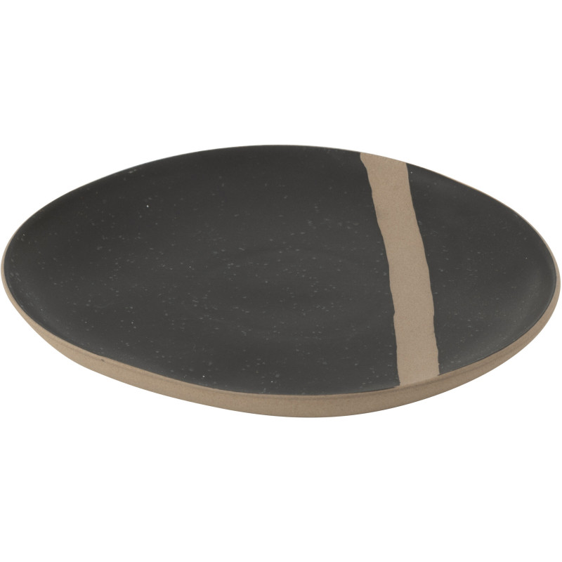 Assiette à dessert plate Japandi chic Organique 21 cm Céramique Noir Taupe Kuroki 