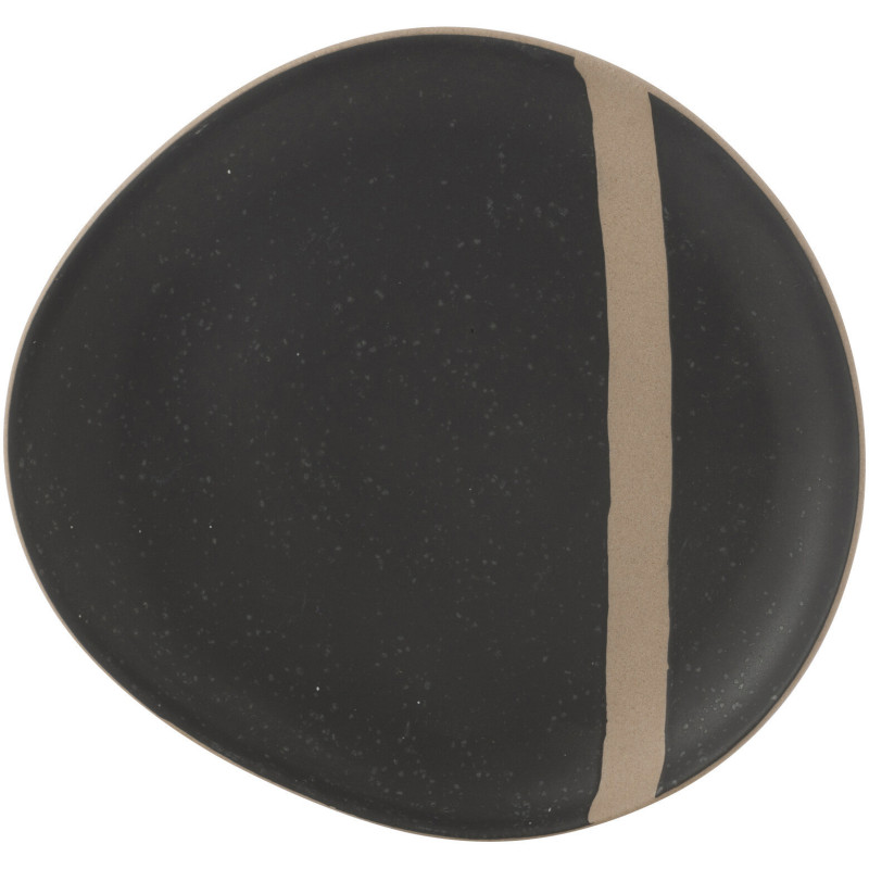 Assiette à dessert plate Japandi chic Organique 21 cm Céramique Noir Taupe Kuroki 