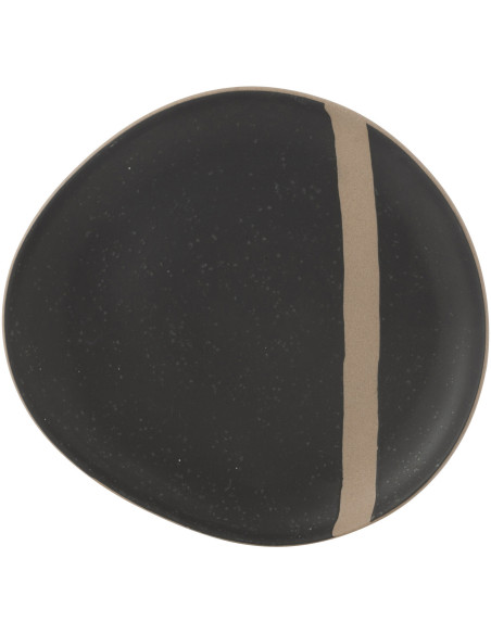 Assiette à dessert plate Japandi chic Organique 21 cm Céramique Noir Taupe Kuroki 