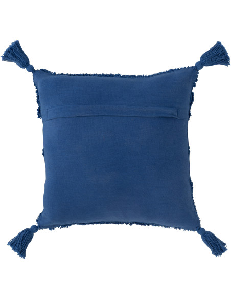 Coussin bohème chic Carré 45x45 Coton Bley Avec pompons Blueny
