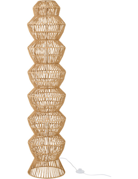 Lampadaire design ethnique moderne H 132 cm Corde Naturel Tressé Métal Zaruma