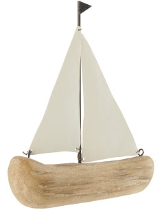 Voilier déco bord de mer H 19 cm Bois de paulownia...