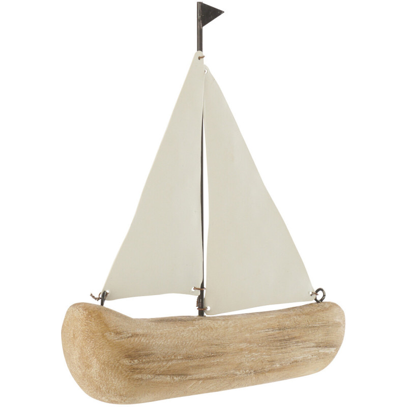 Voilier déco bord de mer H 19 cm Bois...