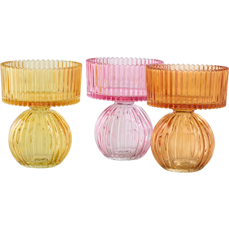 Lot de 3 Photophores sur pied Verre...