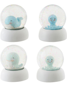 Lot de 4 Boules à neige Pieuvres & Baleines H 8 cm Résine...