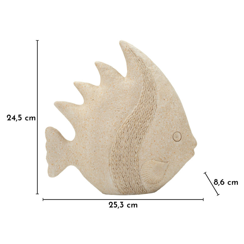Statuette déco bord de mer Poisson 25 cm Résine Beige Pesce 