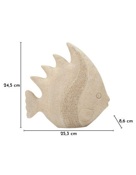 Statuette déco bord de mer Poisson 25 cm Résine Beige Pesce 