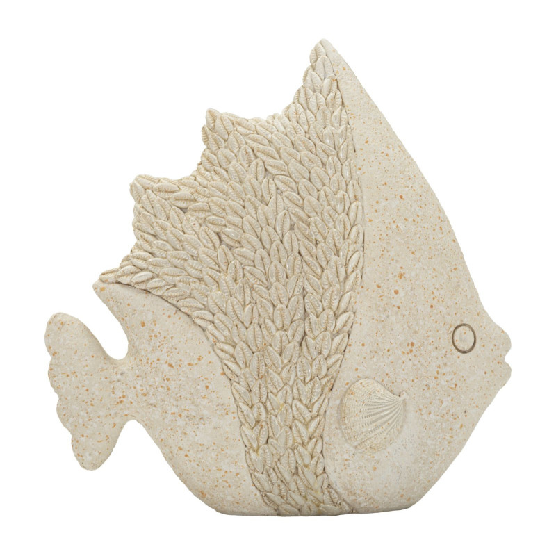 Statuette déco bord de mer Poisson 16 cm Résine Beige Pesce 