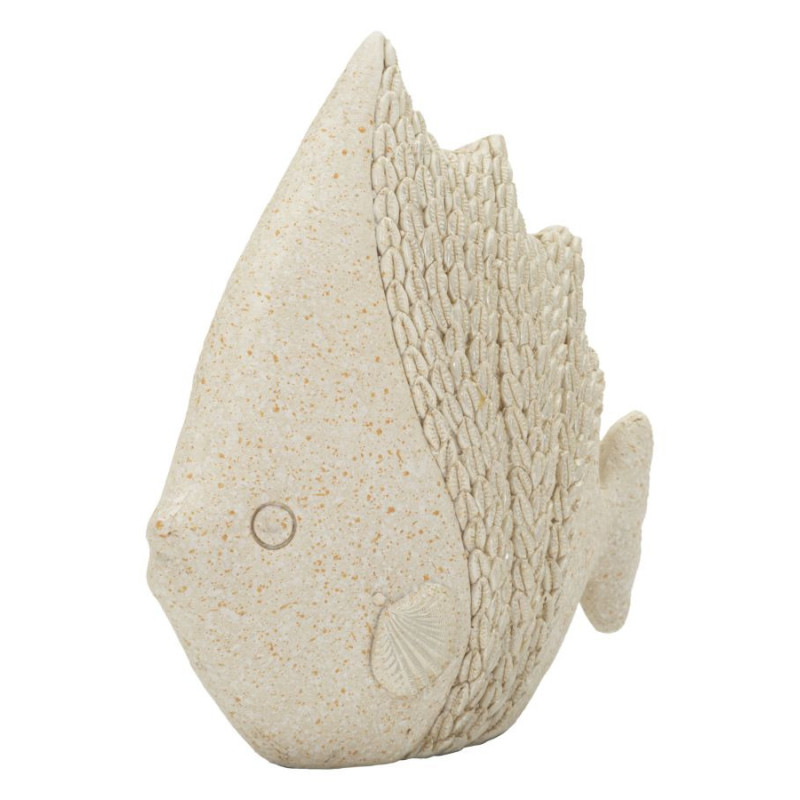 Statuette déco bord de mer Poisson 16 cm Résine Beige Pesce 