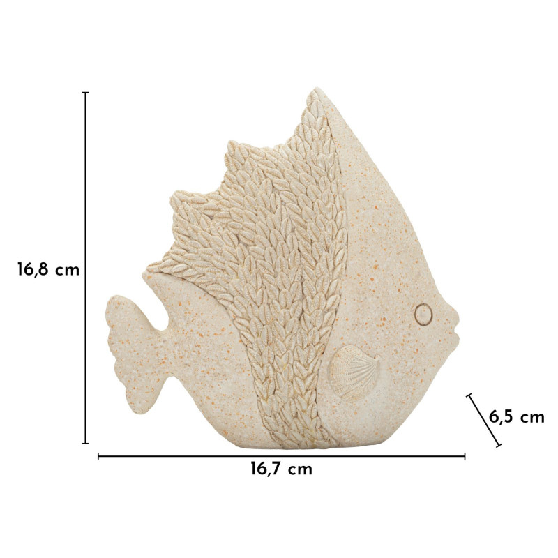 Statuette déco bord de mer Poisson 16 cm Résine Beige Pesce 