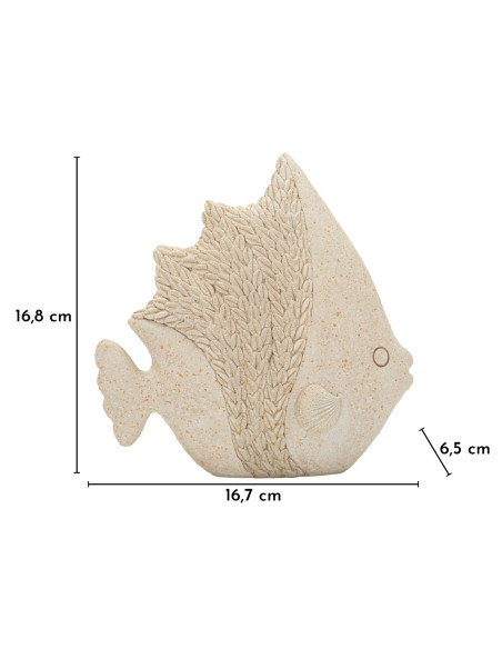 Statuette déco bord de mer Poisson 16 cm Résine Beige Pesce 