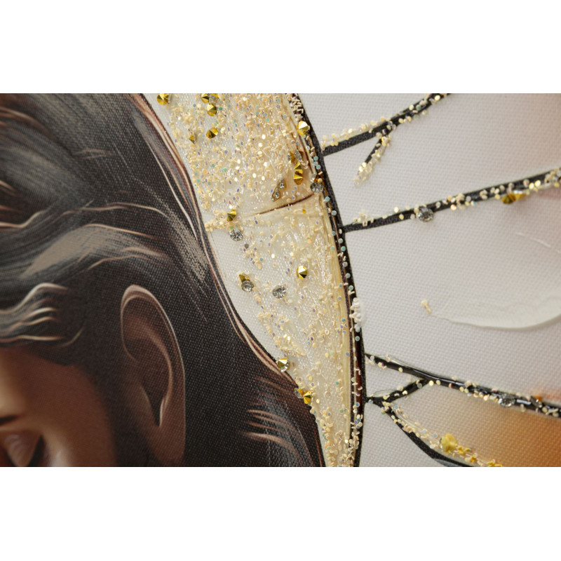 Grande Toile murale peinte religieuse nativité Cadre doré 102x72 Finition laquée Nativita 