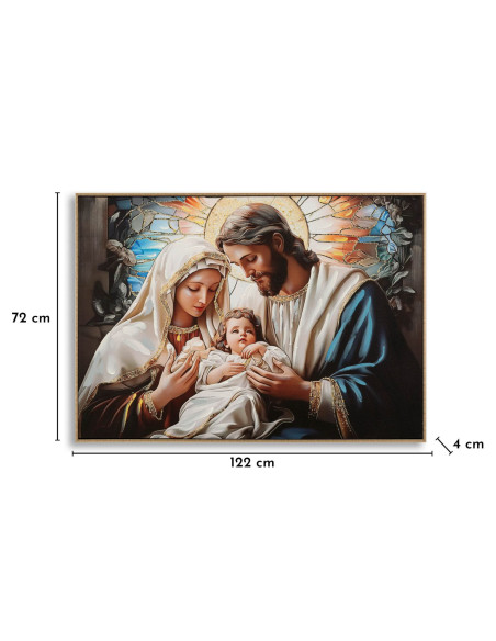 Grande Toile murale peinte religieuse nativité Cadre doré 102x72 Finition laquée Nativita 
