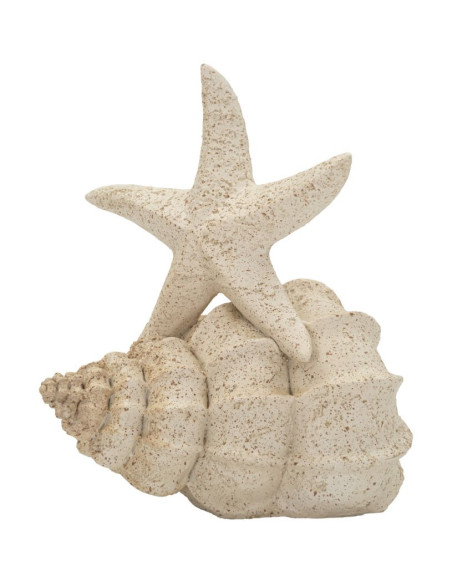 Décoration à poser bord de mer Étoile & Coquillage H 21 cm Résine Beige Marina 